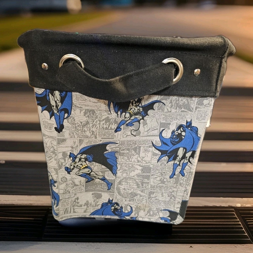 Pottery Barn Kids Batman Canvas with Metal Storage Bin Grey, Black and Blue